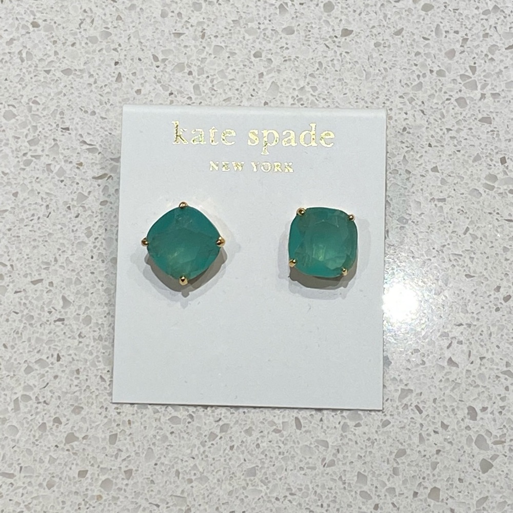 NWT Kate Spade Stud Earrings - gold & sea green